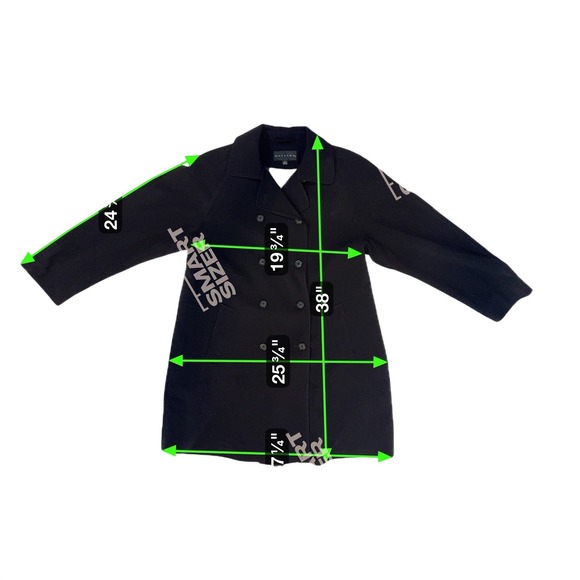 Gallery Black Swing Coat A-Line Button Front Size Medium - Picture 7 of 10